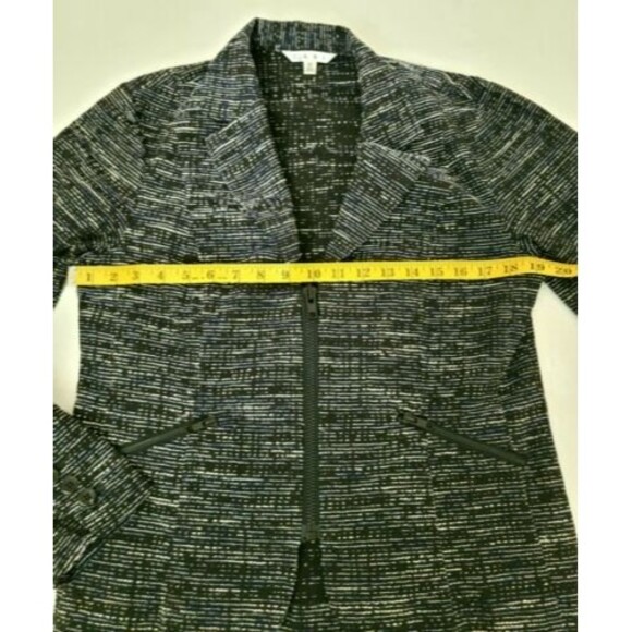 Cabi Blazer Jacket SZ 10 "Mingle" in Black Blue White Tweed Zip Pockets - Picture 4 of 9